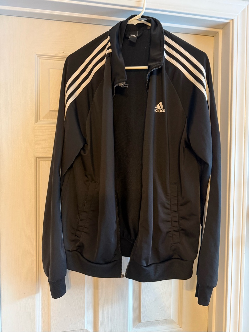 Adidas Black Track Jacket with White Stripes